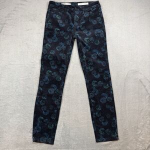 Pilcro & The Letterpress Anthropologie Script Floral Velvet Pants Women's 27